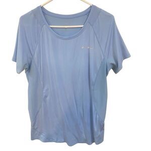Brooks short sleeve blue crew neck vented sides light baby blue see measurements